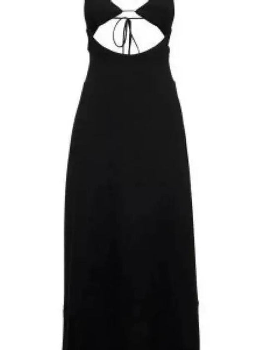 Luxury Saint Laurent Trending 2025 Crepe Viscose Backless Long Dress Black