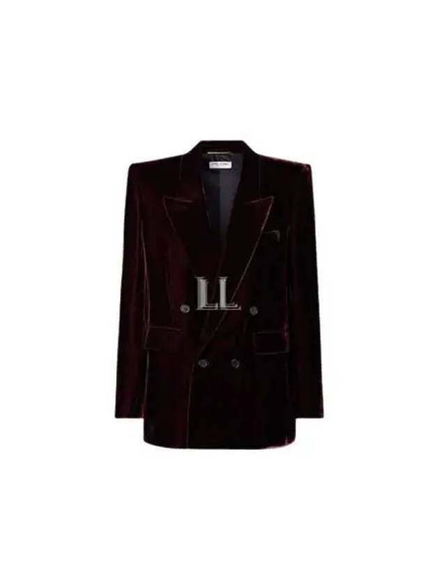 Luxury Saint Laurent Trending 2025 Double Breasted Velvet Jacket Red