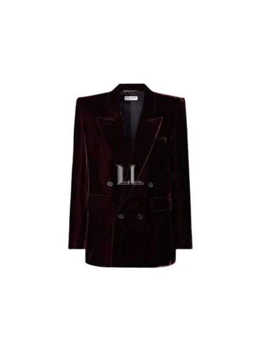 Luxury Saint Laurent Trending 2025 Double Breasted Velvet Jacket Red