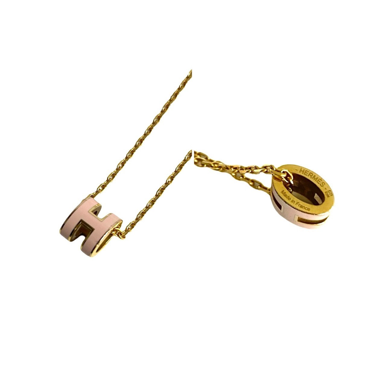 HERMES Necklace Gold Plated gold Mini Pop H Women