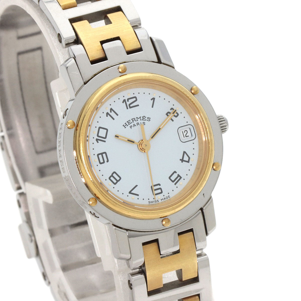 HERMES Watches Quartz CL4.220 Stainless Steel , SSxGP gold Clipper white dial Women