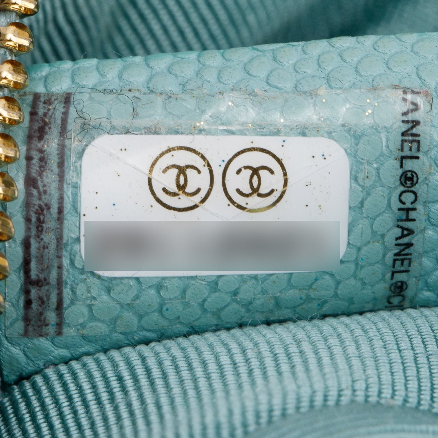Chanel Turquoise Caviar Leather Classic Mini O-Case Zipped Pouch
