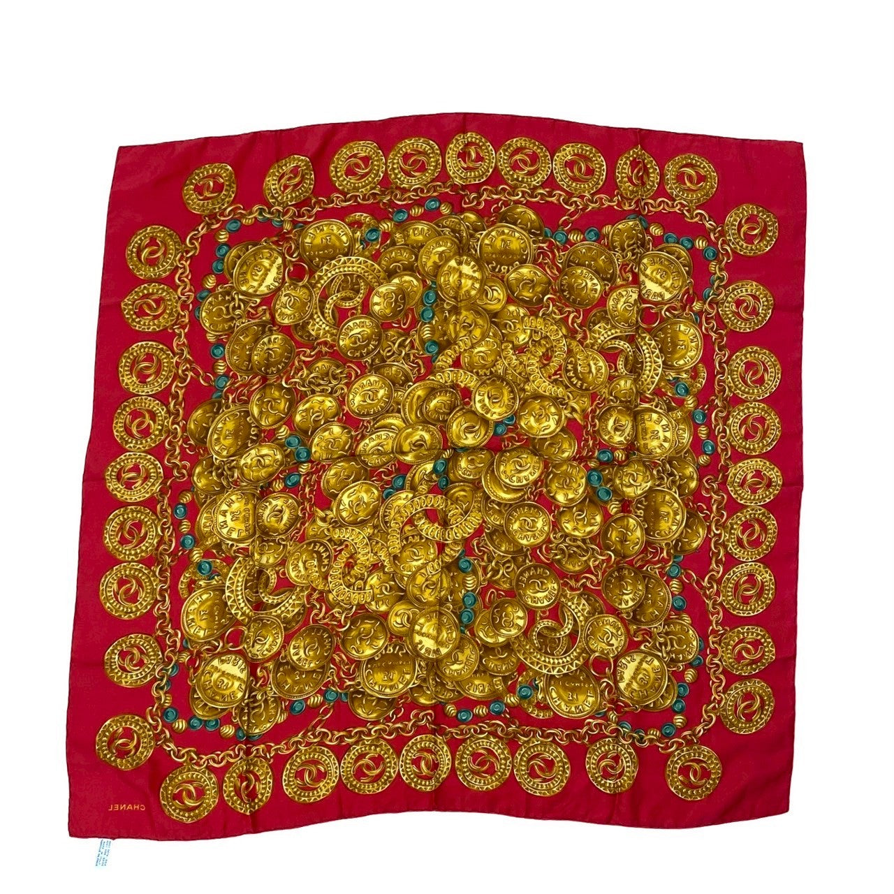CHANEL scarf silk Red