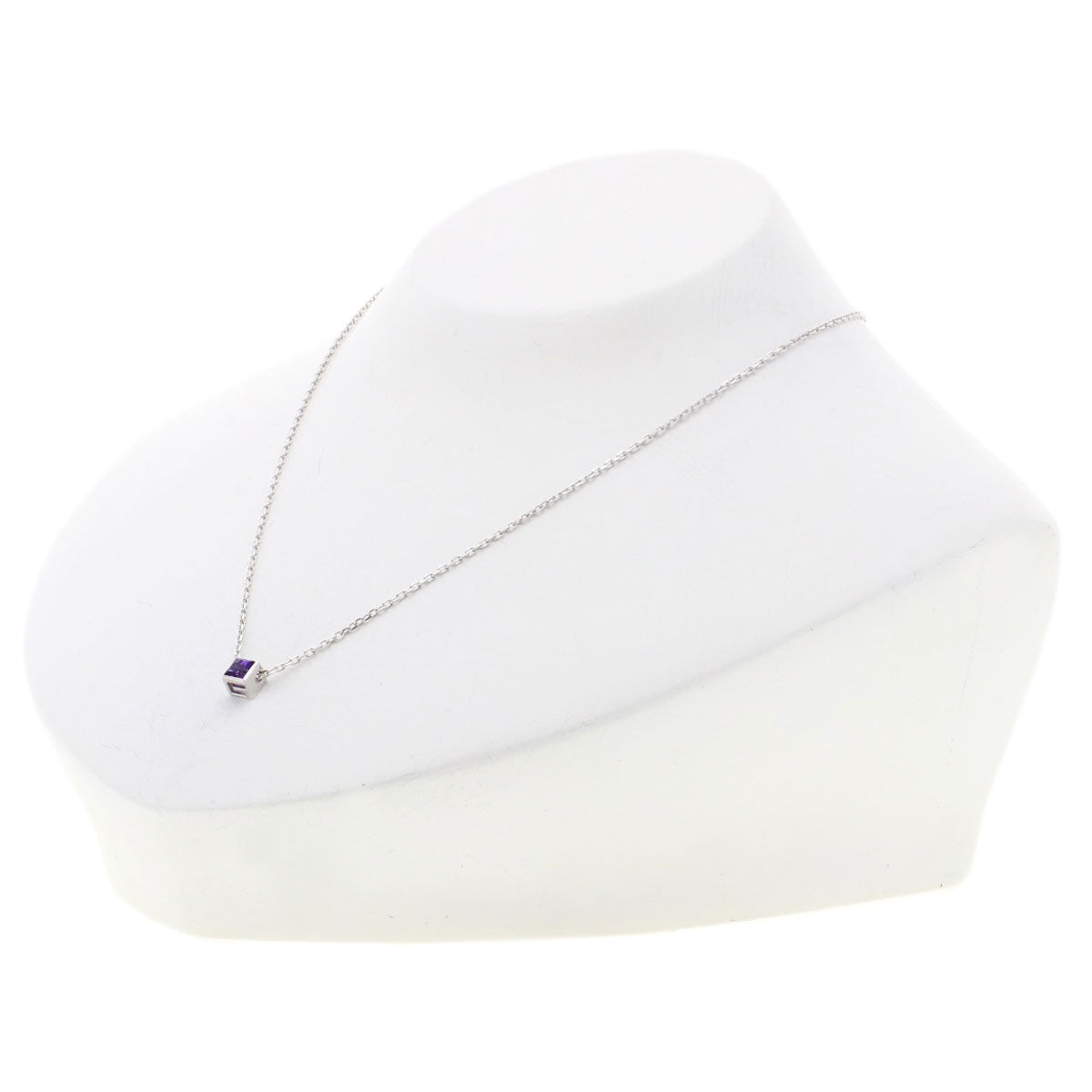 GUCCI Necklace K18WG Silver Square G Amethyst Women