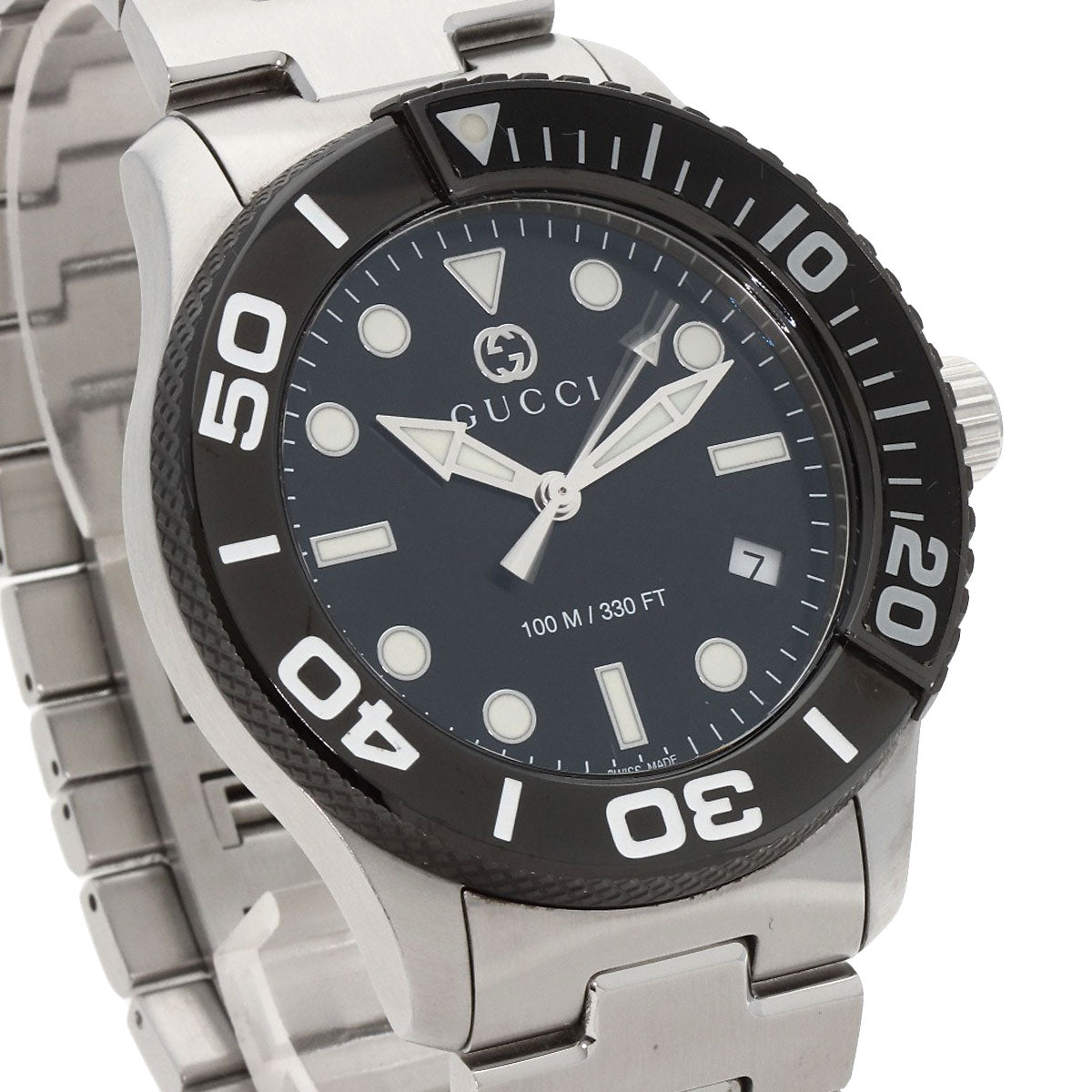 GUCCI Watches Quartz YA126.2 Stainless Steel , Stainless Steel Silver G timeless diver black dial mens