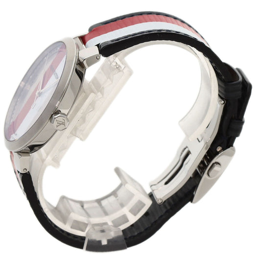 LOUIS VUITTON Watches Quartz Q1D Stainless Steel, Leather Silver Tambour Slim Kim Jones Limited Red x white x silver dial mens