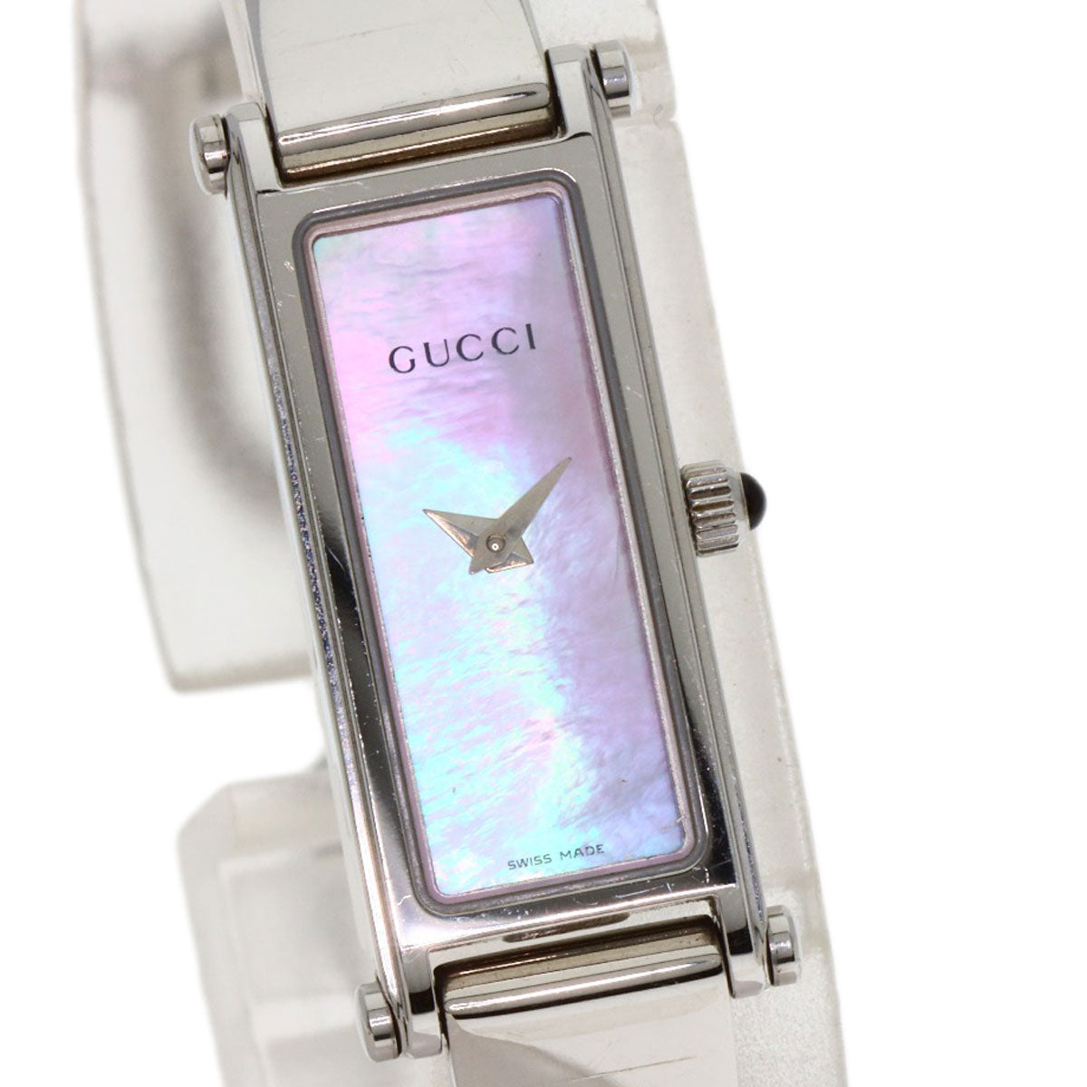GUCCI Watches Quartz 1500L Stainless Steel , Stainless Steel Silver Square face Pink shell dial Women