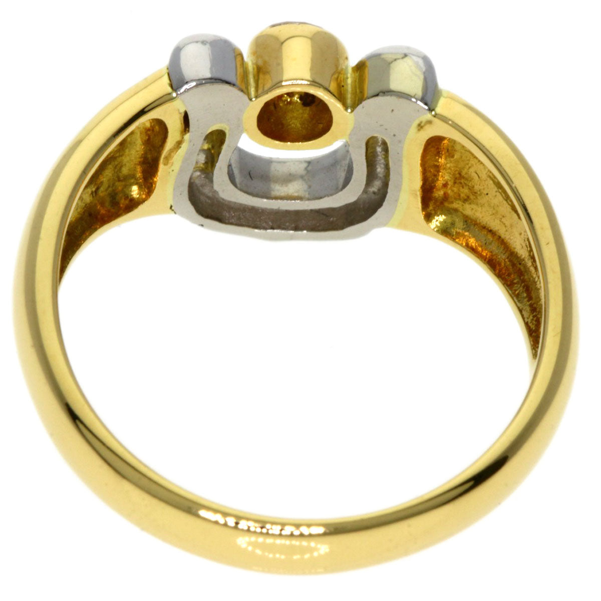 CELINE Ring K18YG , PT900 gold Horseshoe diamond Women