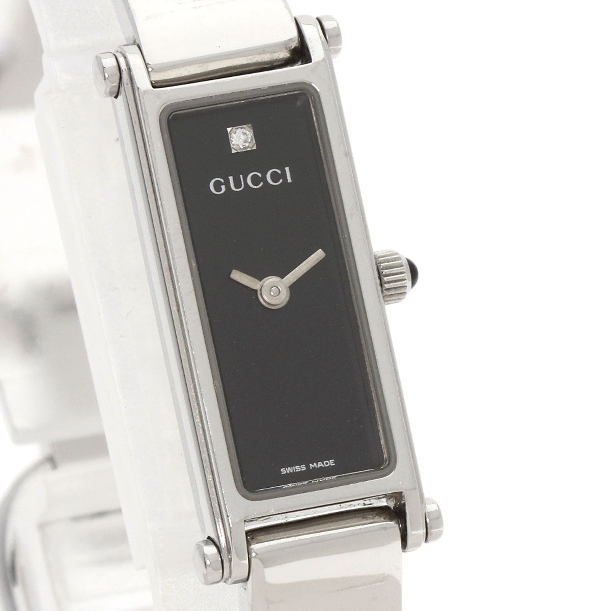 GUCCI Watches Quartz 1500L Stainless Steel , Stainless Steel Silver 1P diamond black dial Women