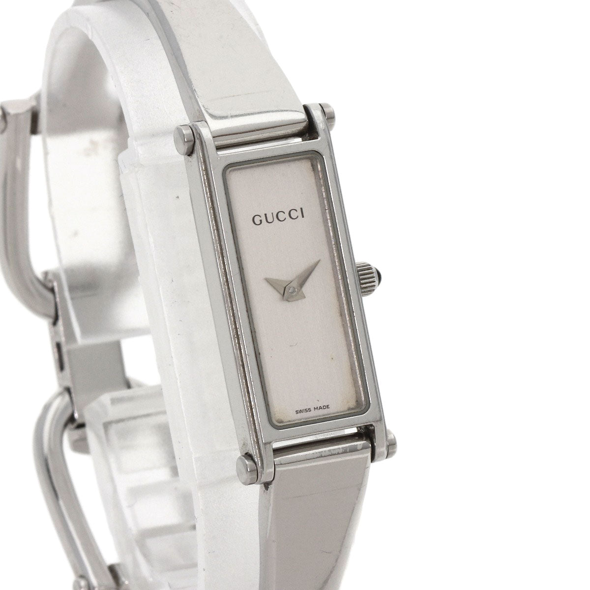 GUCCI Watches Quartz 1500L Stainless Steel , Stainless Steel Silver Square face bangle Silver dial Women