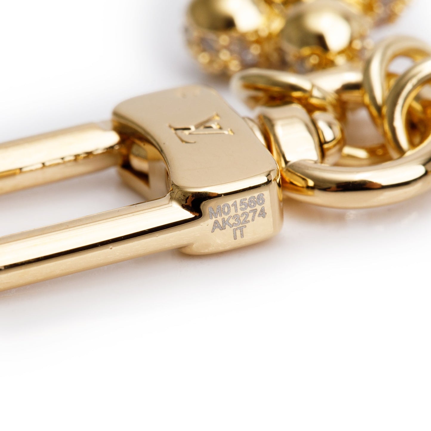 Louis Vuitton Gold-Tone Metal Crystal Micro Charms LV Iconic Key Holder