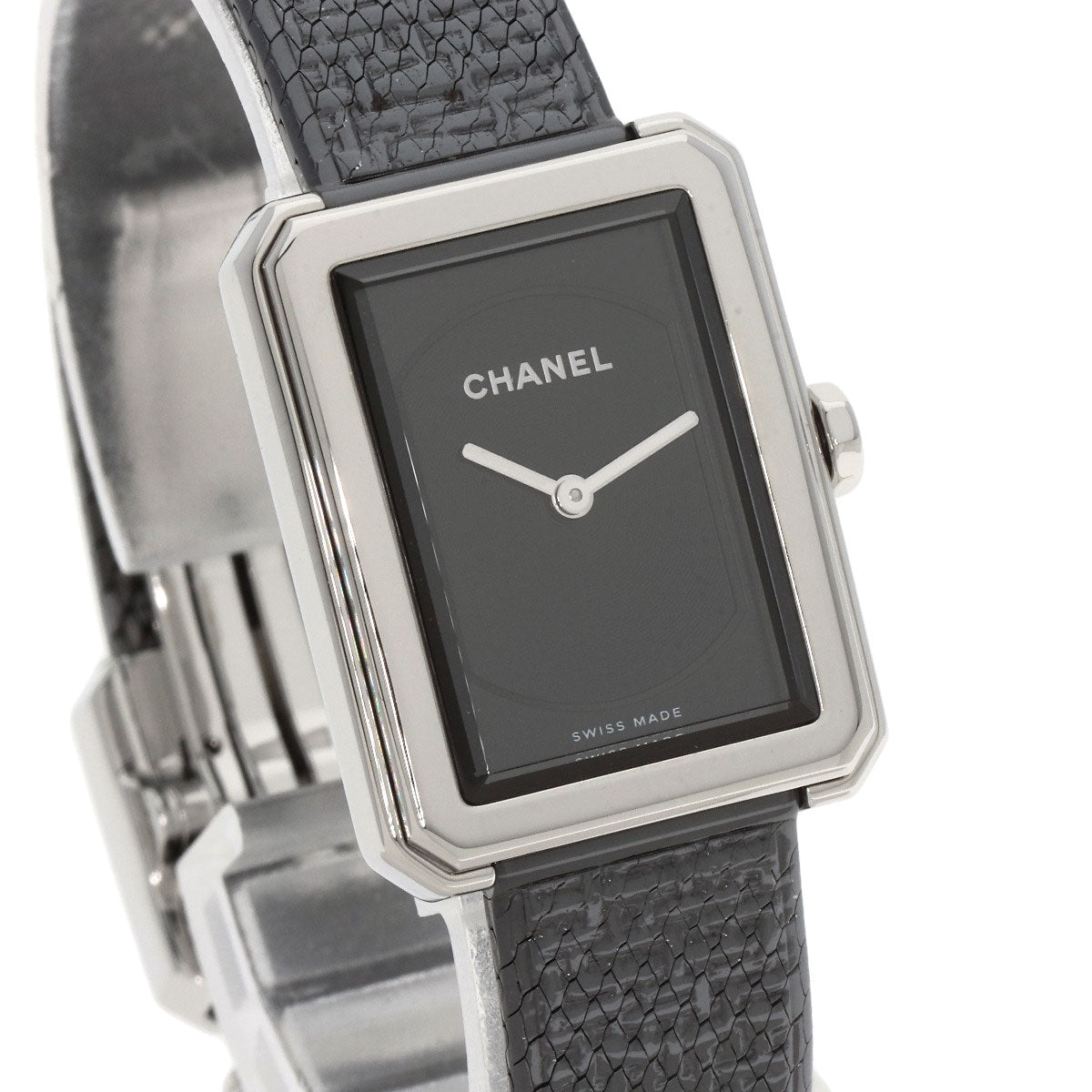 CHANEL Watches Quartz H5317 Stainless Steel Silver boyfriend small model tweed black dial