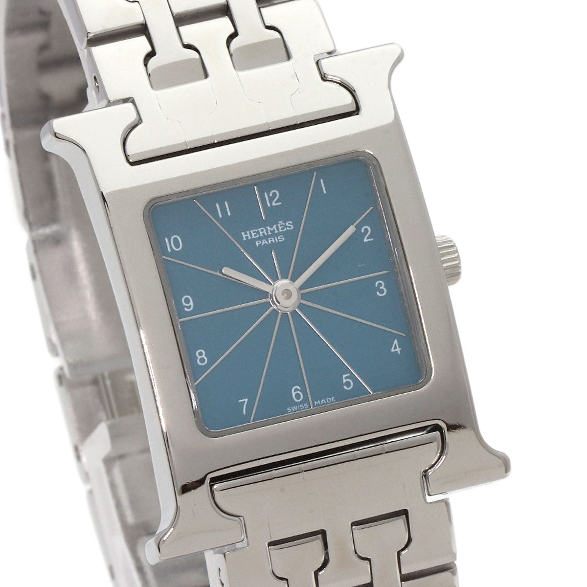 HERMES Watches Quartz HH1.210 Stainless Steel Silver H Watch Blue Gene Blue gene dial