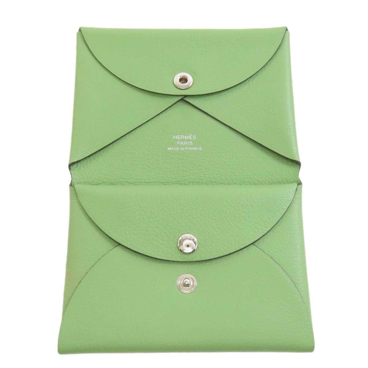 HERMES Coin case Evercolor green Calvi duo Women