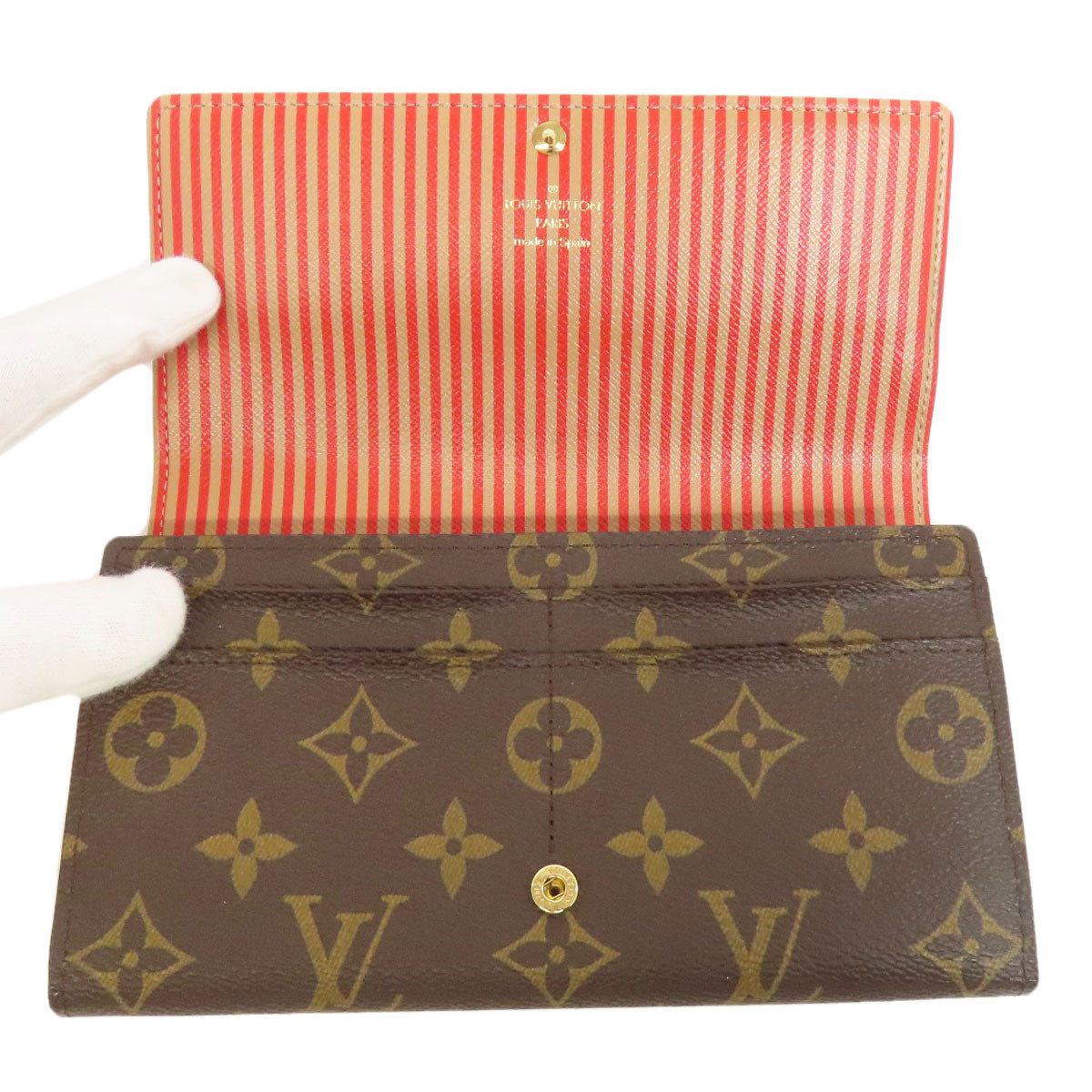 LOUIS VUITTON Long Wallet Purse M60415 Monogram canvas Brown Portefeuille Sarah Trunk Women