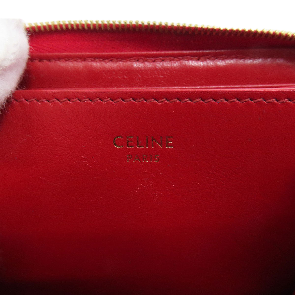 CELINE Coin case leather Red CMetal Women