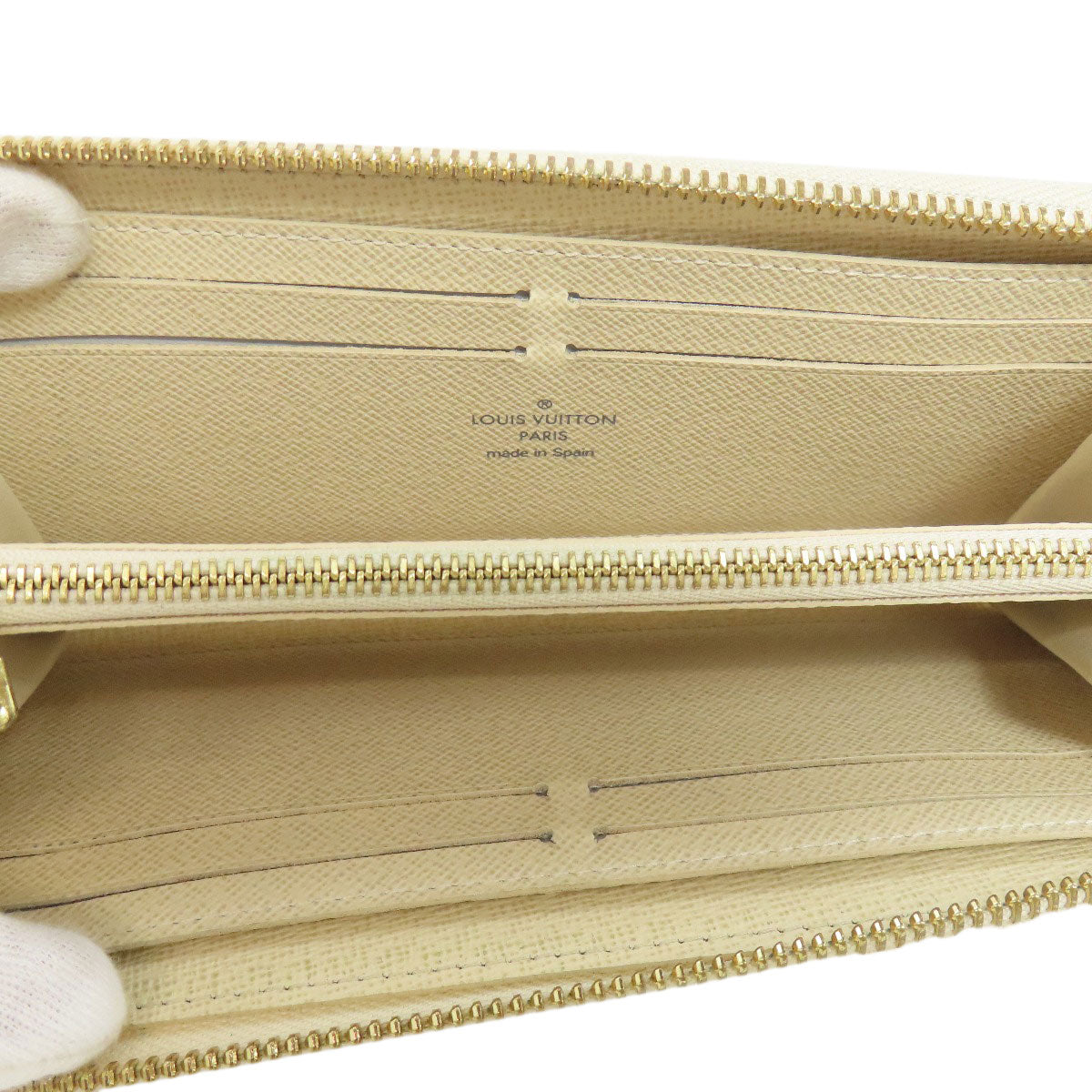 LOUIS VUITTON Long Wallet Purse N61210 Damier canvas white Portefeuille Clemence Women