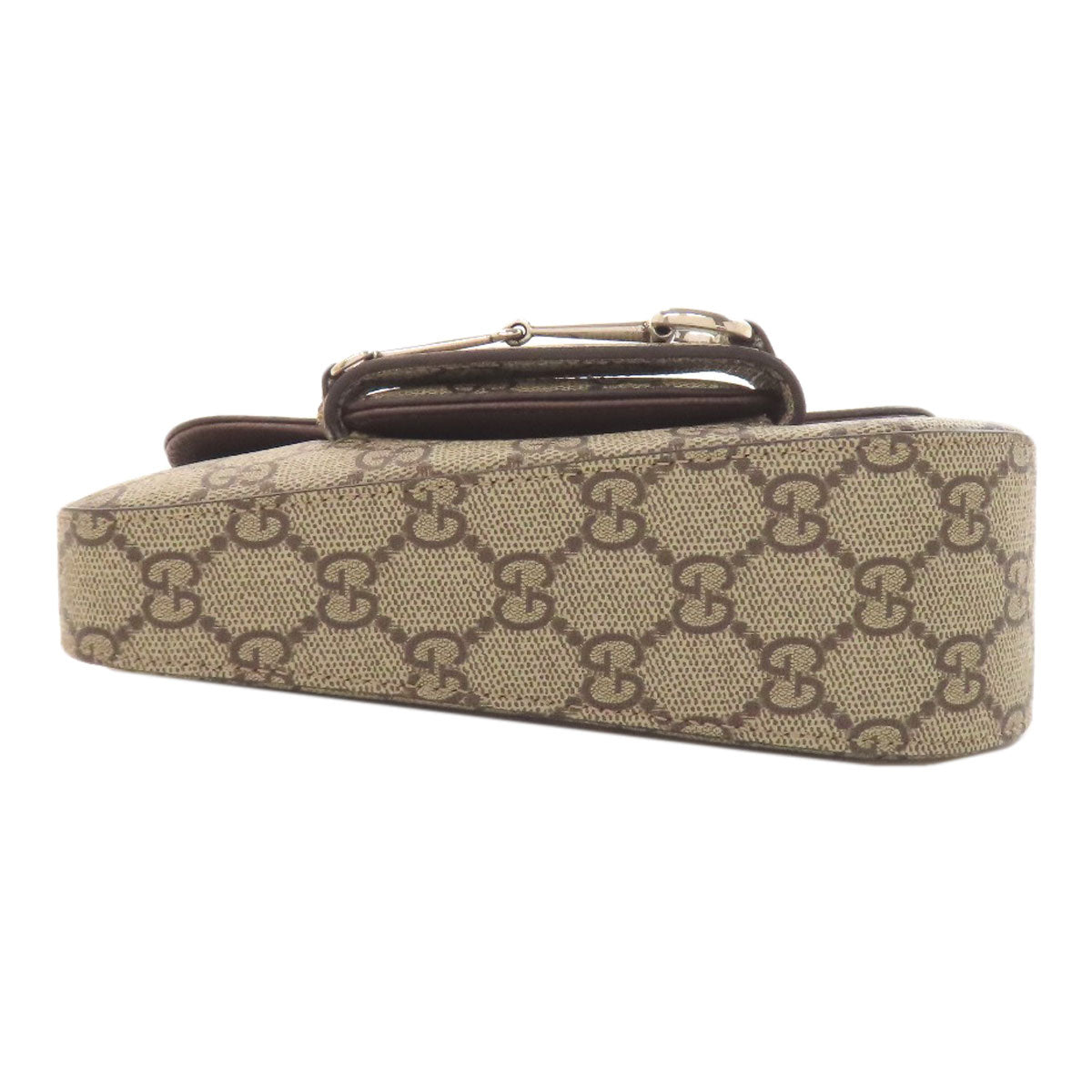 GUCCI Shoulder Bag 774209 PVC Brown one belt Horsebit GG 2WAY Women