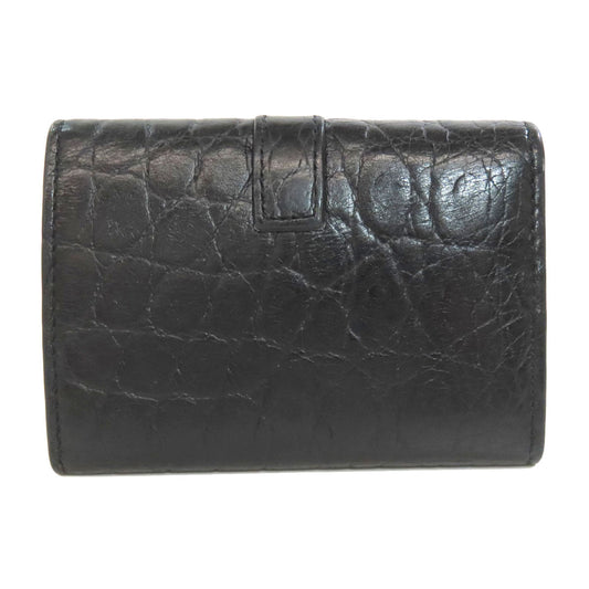 SAINT LAURENT Key case Key holder leather black Embossing Women