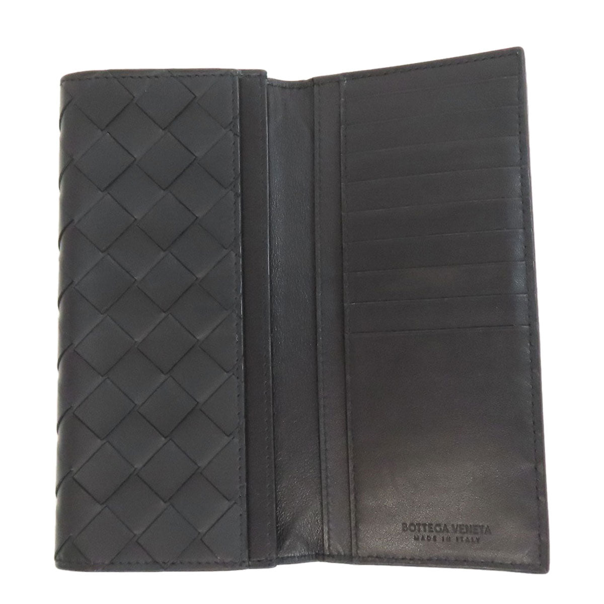 BOTTEGAVENETA Long Wallet Purse Calfskin black INTRECCIATO Women