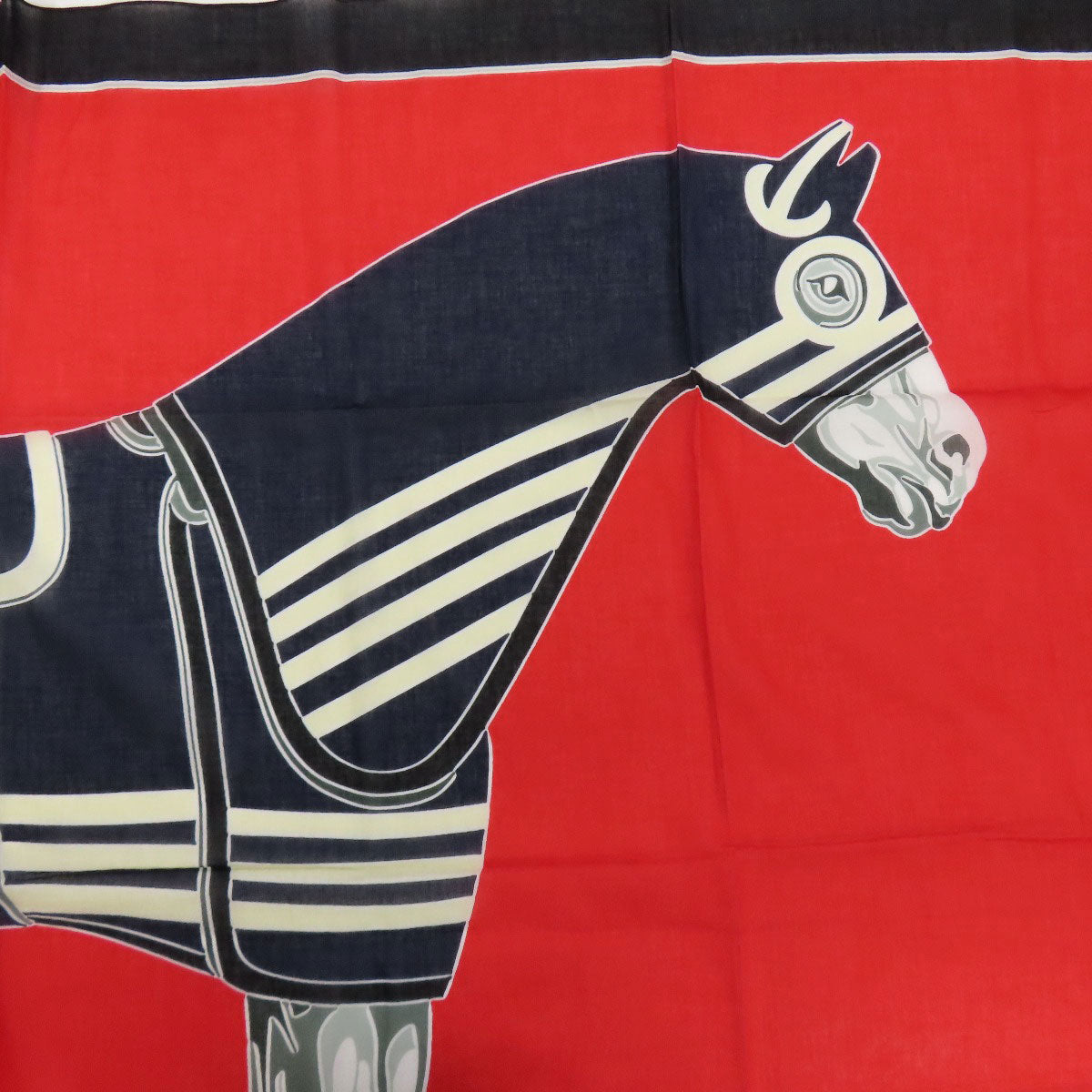 HERMES Stall cotton Red Horse pattern Women