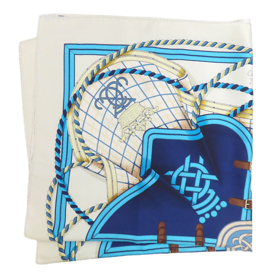 HERMES scarf silk blue Carre90 Horse Dress Women