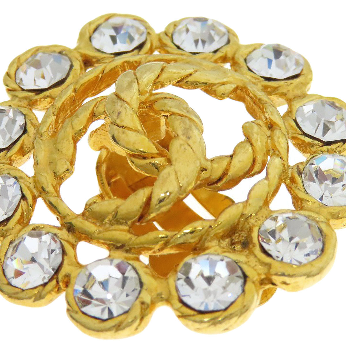 CHANEL Earring metallic gold COCO Mark rhinestone Women