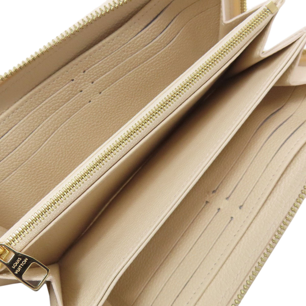 LOUIS VUITTON Long Wallet Purse M81914 Ann Platt beige Zippy wallet