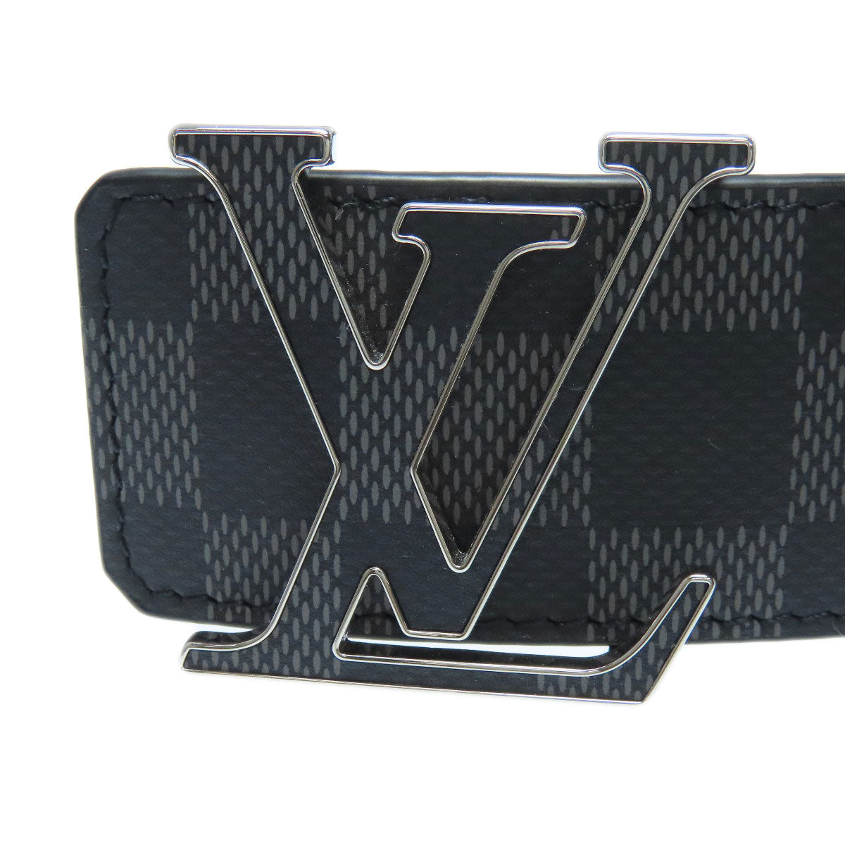LOUIS VUITTON belt M0340 Damier canvas black Sunture LV Initial