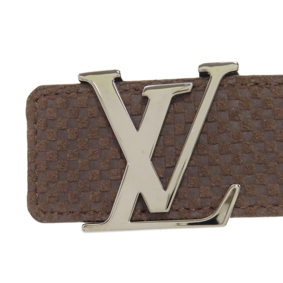 LOUIS VUITTON belt M6876 leather Brown Sao Tulle Initial