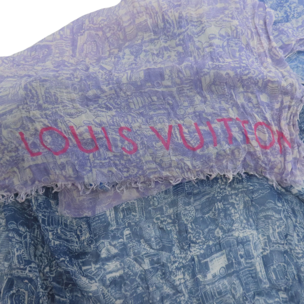 LOUIS VUITTON scarf cashmere blue All-over street pattern