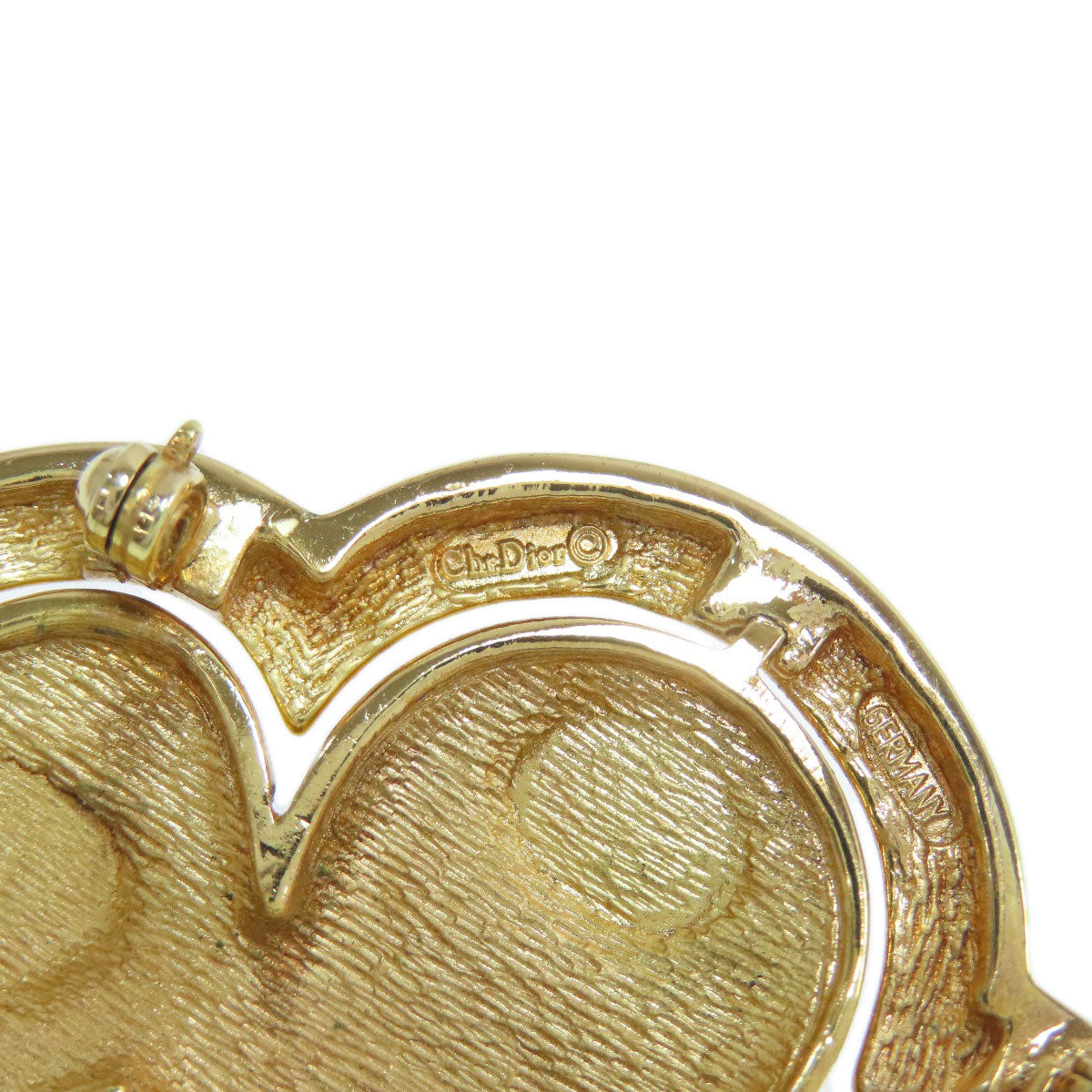 Christian Dior Brooch metallic gold Rhinestone