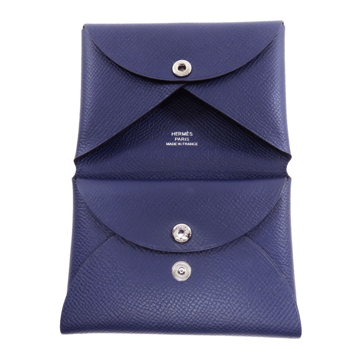 HERMES Card Case Epsom Navy Calvi duo