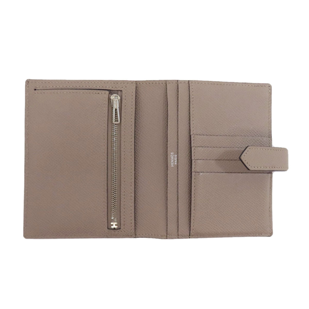HERMES Bifold Wallet Epsom gray Bearn Compact SilverMetal