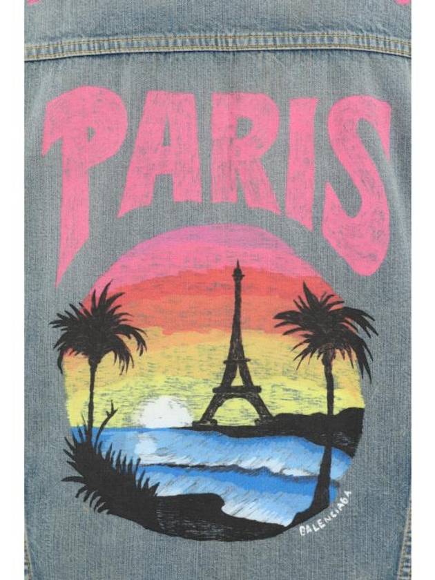 Luxury Balenciaga Trending 2025 Paris Tropical Denim Jacket Blue