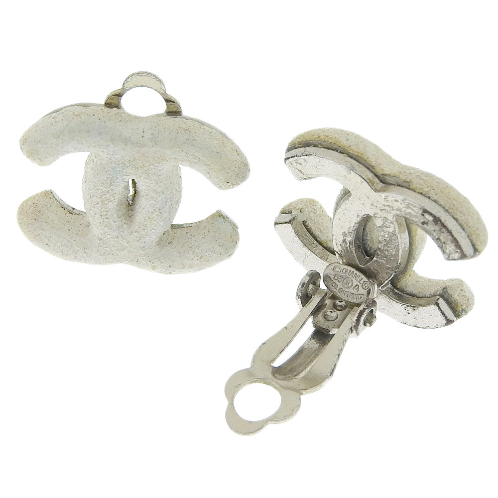 CHANEL Earring metallic White COCO Mark Women