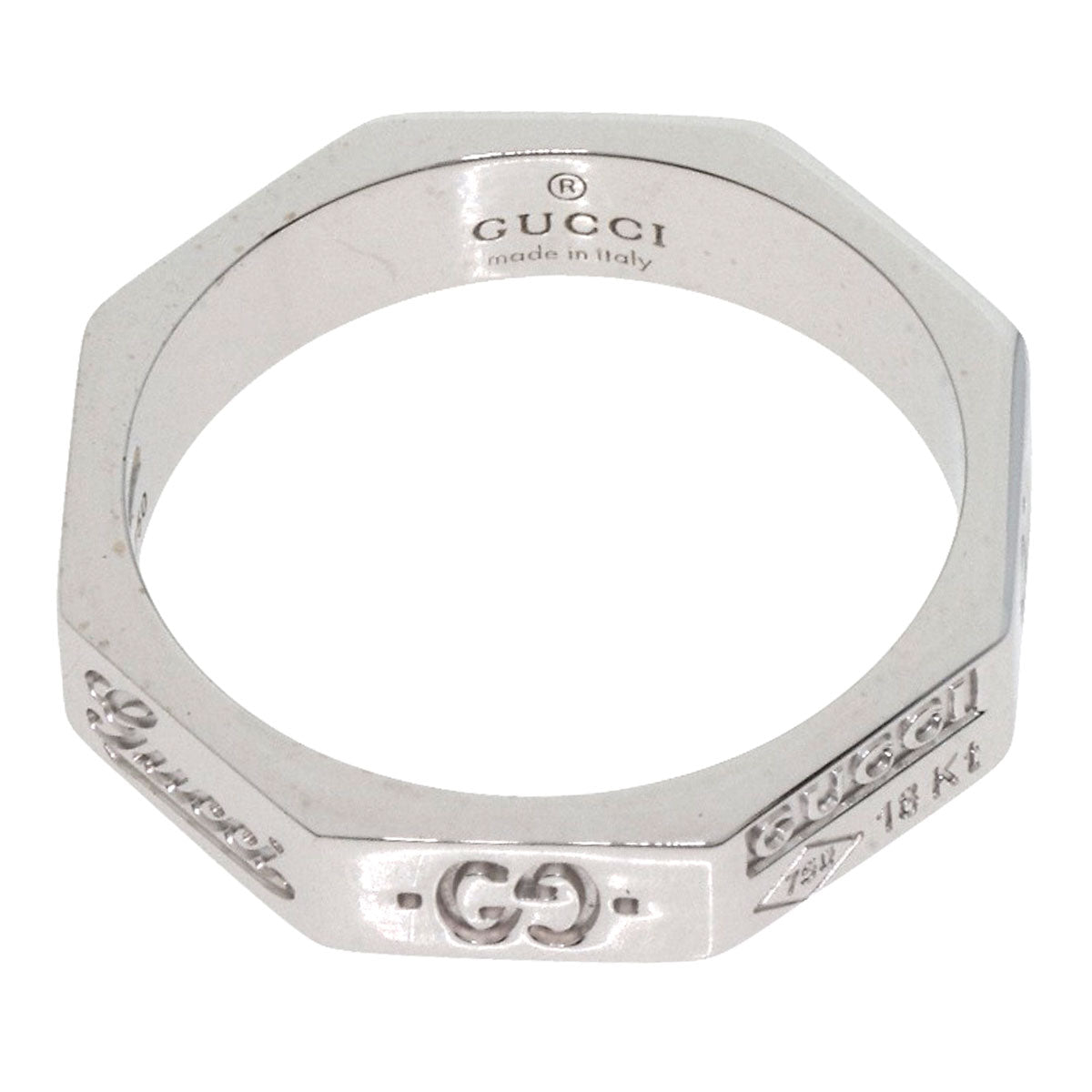 GUCCI Ring K18WG Silver Octagonal #6