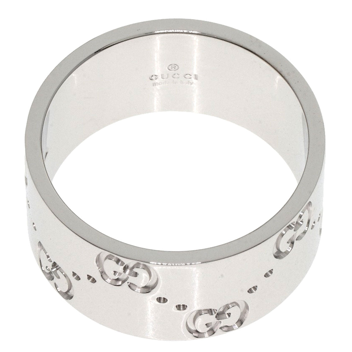 GUCCI Ring K18WG Silver GG Icon Wide #13