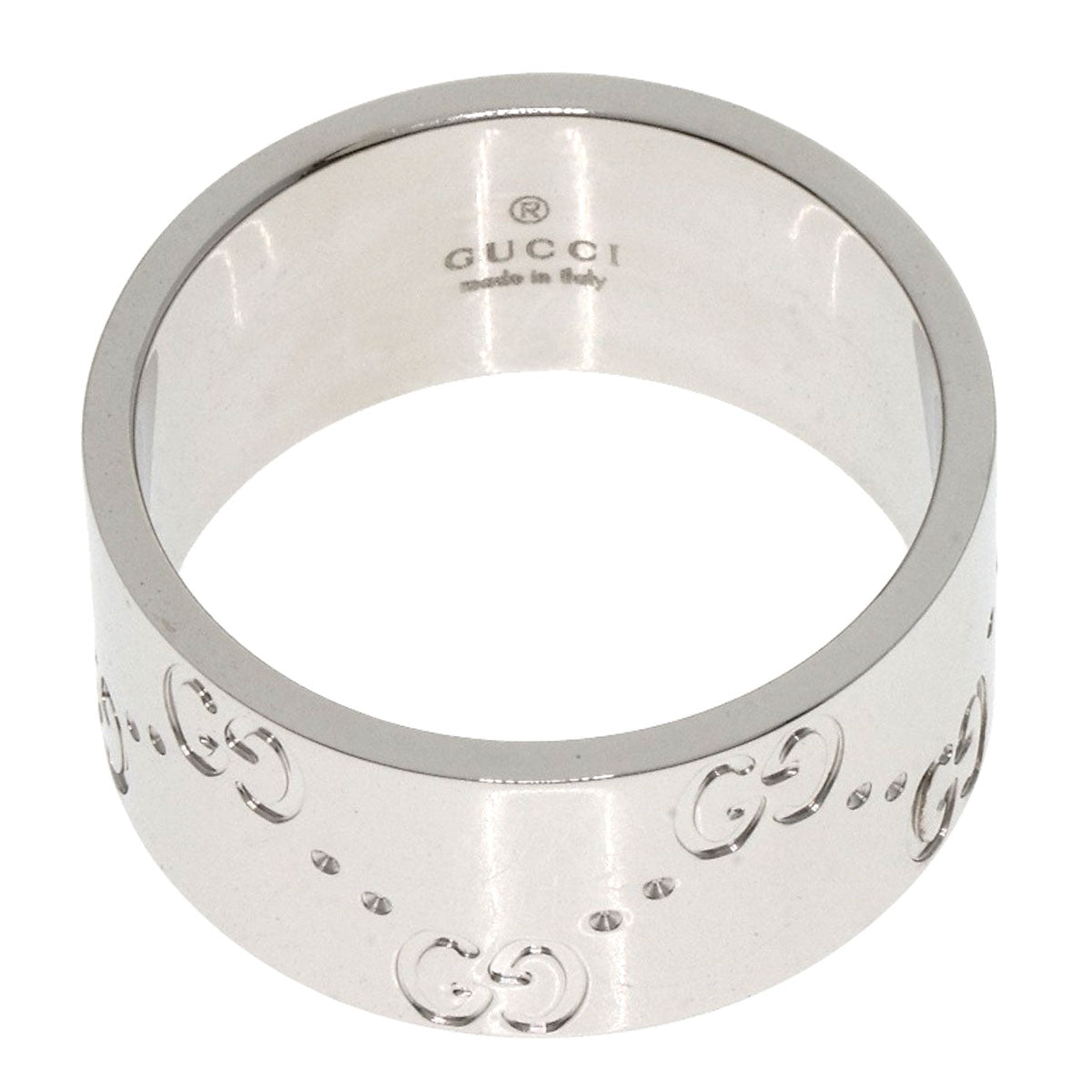 GUCCI Ring K18WG Silver GG Icon Wide #13