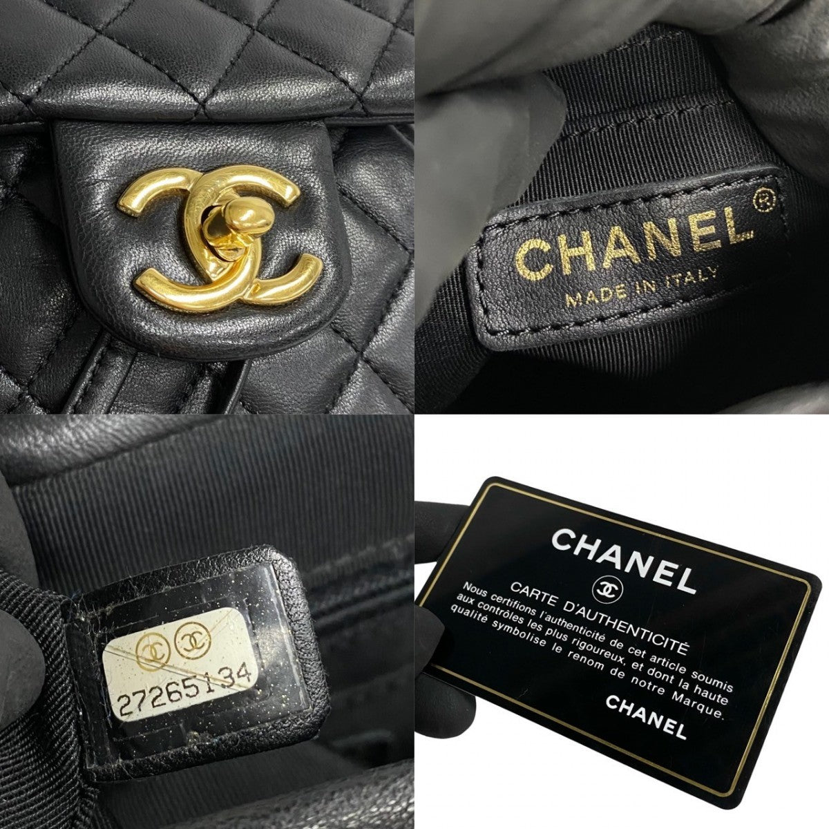 CHANEL Backpack lambskin black COCO Mark Matrasse Women