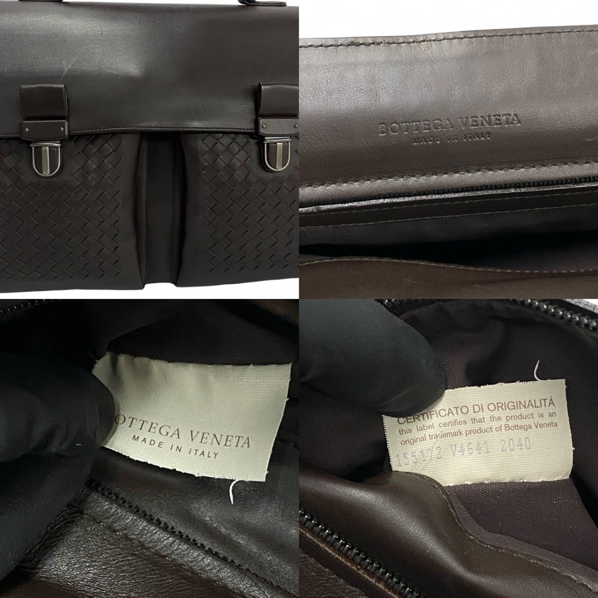 BOTTEGAVENETA Business bag leather Brown INTRECCIATO mens