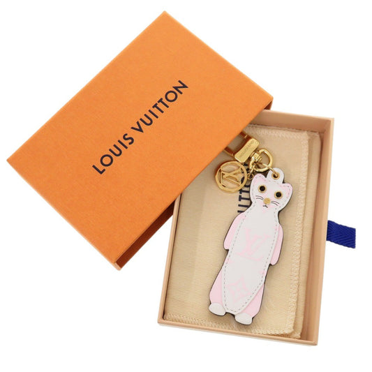 LOUIS VUITTON key ring M01563 leather white Hermine