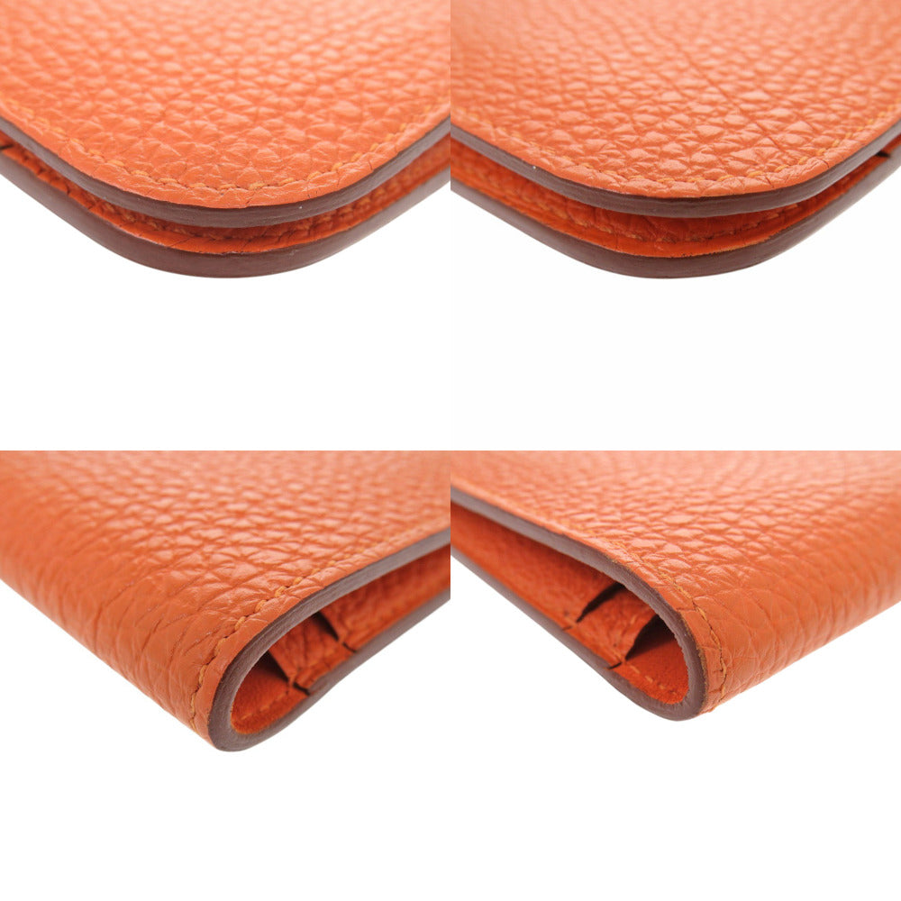HERMES Long Wallet Purse Togo Orange Dogon Duo GM Women