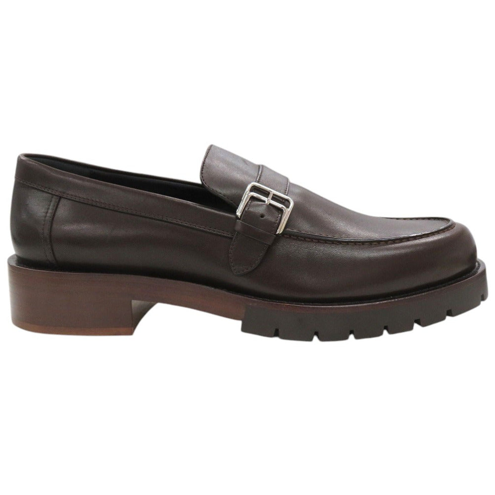 HERMES Leather shoes leather Dark brown Loafers Business Leather Shoes mens 42.5