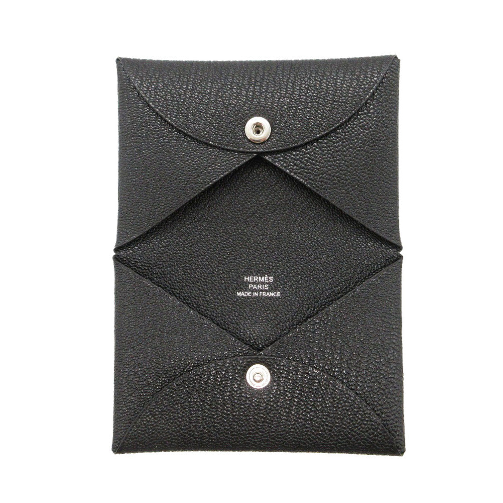 HERMES Card Case Shave black Calvi mens