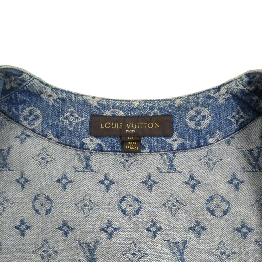 LOUIS VUITTON Short sleeve shirt Cotton denim, leather Denim blue Supreme collaboration denim baseball short sleeve shirt M