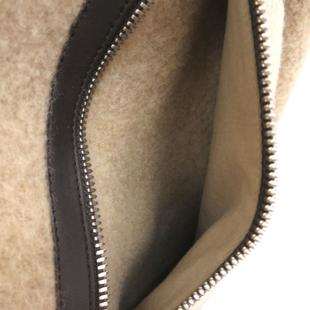 HERMES knit wool beige Crewneck Round Neck Sweater Pocket Piping Pullover Knit Pullover Crewneck Sweater mens S