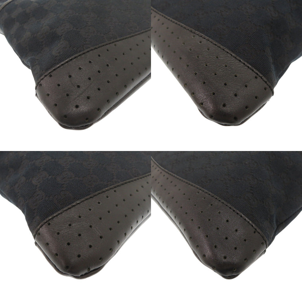 GUCCI Shoulder Bag 145857 GG canvas, leather black Women