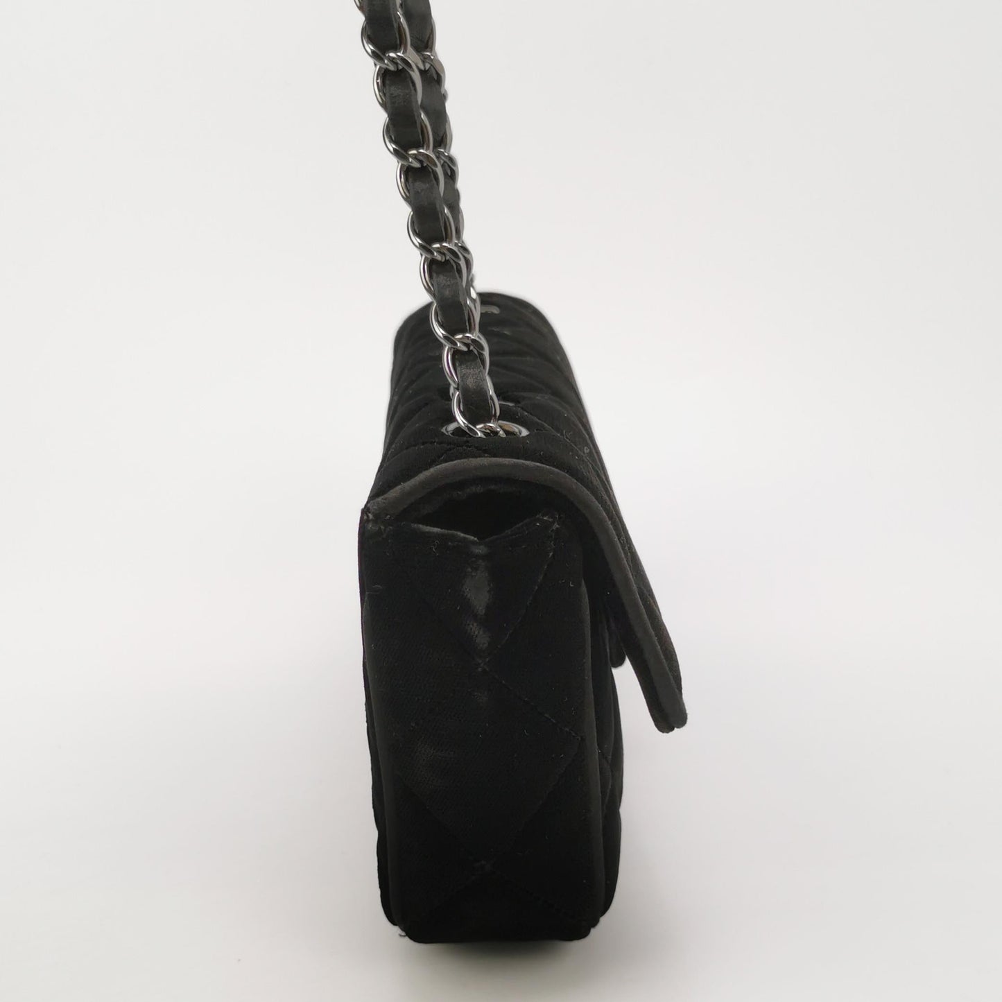 Chanel Baguette Flap Black Velvet Double Strap Silver Hardware 2005-2006