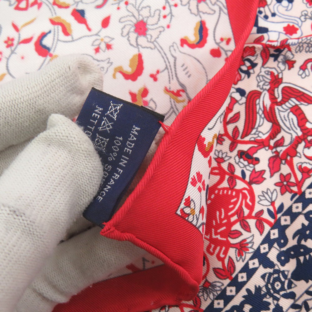 HERMES scarf silk Red Carre45 Jardins de Soie
